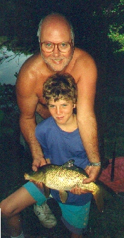 A carp caught in the middle lake